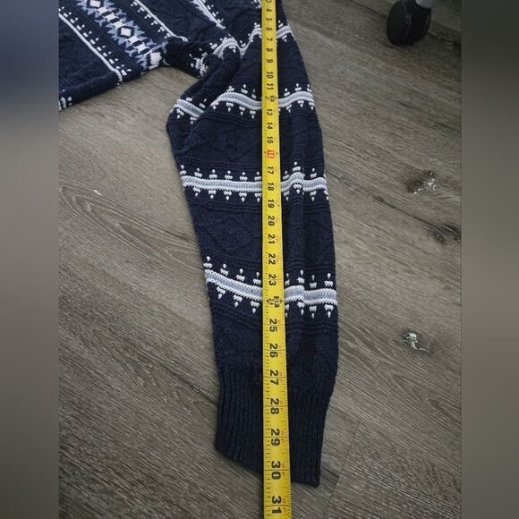 Vintage 90s Jantzen Mens Blue Textured Aztec Grandpa Sweater - Picture 11 of 11